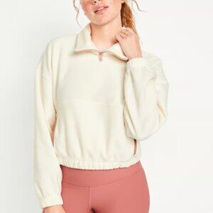OLD NAVY Micro Fleece Cropped Pullover NWT Women’s Small Creme De La Creme